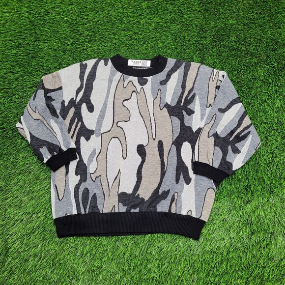 Vintage 70s Camo Sweater Womens Small 21x21 USA - Picture 1 of 11
